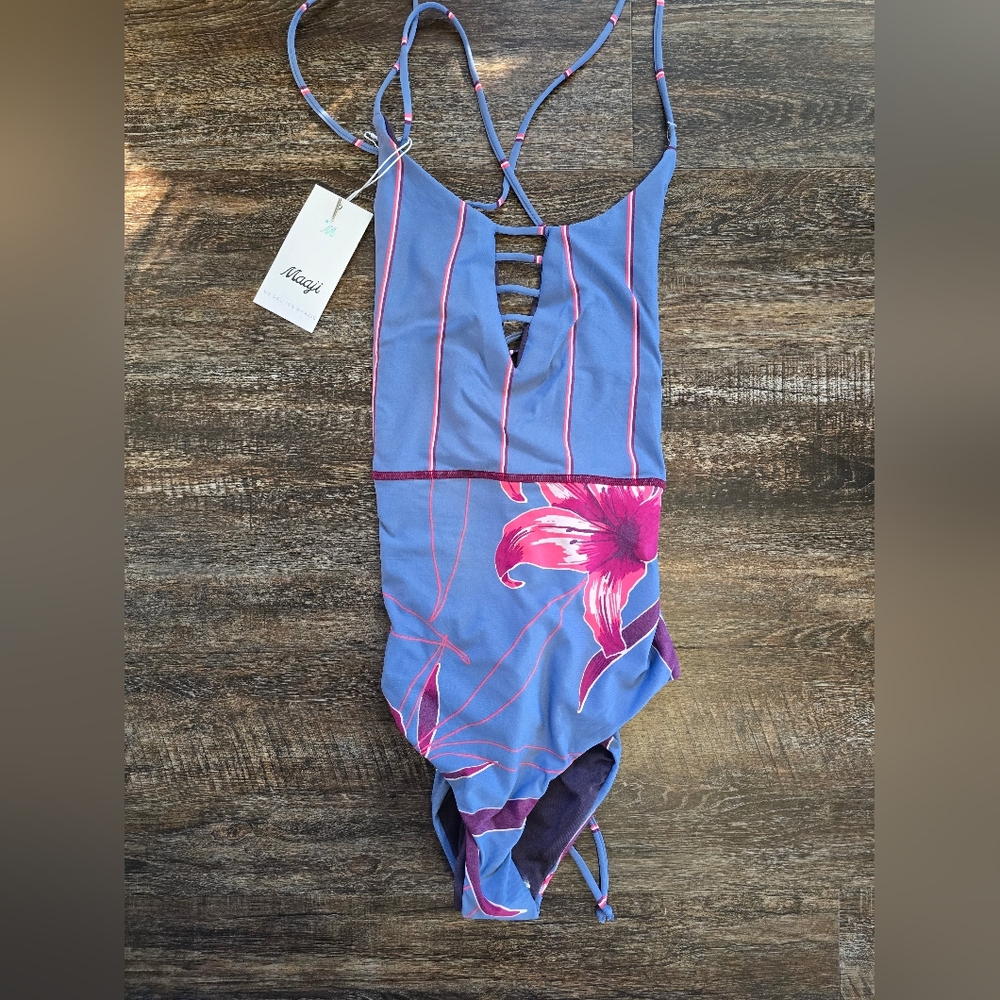Maaji Blue and Pink One Piece Swimsuit
